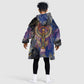 Isis Ankh Symbol Kid Wearable Blanket Hoodie with Celestial Wings in Ancient Egyptian Cosmic