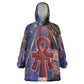 Isis Ankh Symbol Kid Wearable Blanket Hoodie with Celestial Wings in Ancient Egyptian Cosmic