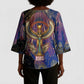 Isis Ankh Symbol Kimono Sleeve Blouse with Celestial Wings in Ancient Egyptian Cosmic