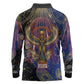 Isis Ankh Symbol Long Sleeve Polo Shirt with Celestial Wings in Ancient Egyptian Cosmic