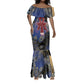 Isis Ankh Symbol Mermaid Dress with Celestial Wings in Ancient Egyptian Cosmic