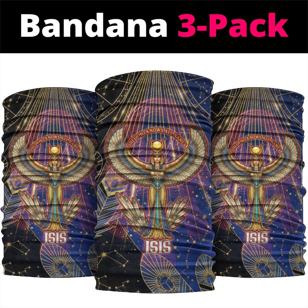 Isis Ankh Symbol Neck Gaiter with Celestial Wings in Ancient Egyptian Cosmic