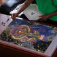 Isis Ankh Symbol Puzzle with Celestial Wings in Ancient Egyptian Cosmic