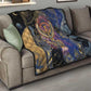 Isis Ankh Symbol Quilt with Celestial Wings in Ancient Egyptian Cosmic
