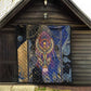 Isis Ankh Symbol Quilt with Celestial Wings in Ancient Egyptian Cosmic