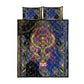 Isis Ankh Symbol Quilt Bed Set with Celestial Wings in Ancient Egyptian Cosmic