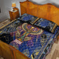 Isis Ankh Symbol Quilt Bed Set with Celestial Wings in Ancient Egyptian Cosmic