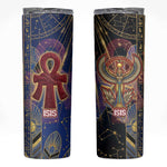 Isis Ankh Symbol Skinny Tumbler with Celestial Wings in Ancient Egyptian Cosmic