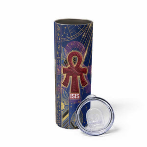 Isis Ankh Symbol Skinny Tumbler with Celestial Wings in Ancient Egyptian Cosmic