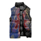 Isis Ankh Symbol Sleeveless Puffer Jacket with Celestial Wings in Ancient Egyptian Cosmic