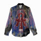 Isis Ankh Symbol Women Casual Shirt with Celestial Wings in Ancient Egyptian Cosmic