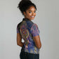 Isis Ankh Symbol Women Polo Shirt with Celestial Wings in Ancient Egyptian Cosmic