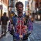 Isis Ankh Symbol Zip Hoodie with Celestial Wings in Ancient Egyptian Cosmic