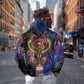 Isis Ankh Symbol Zip Hoodie with Celestial Wings in Ancient Egyptian Cosmic