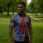 Isis Ankh Symbol Zipper Polo Shirt with Celestial Wings in Ancient Egyptian Cosmic