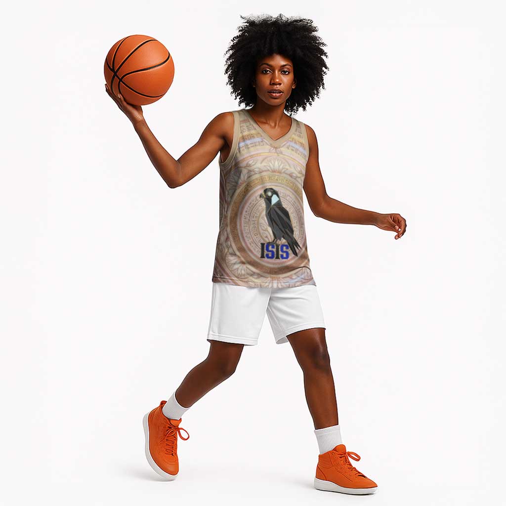 Isis Basketball Jersey with Falcon Symbol and Sacred Geometry in Egyptian