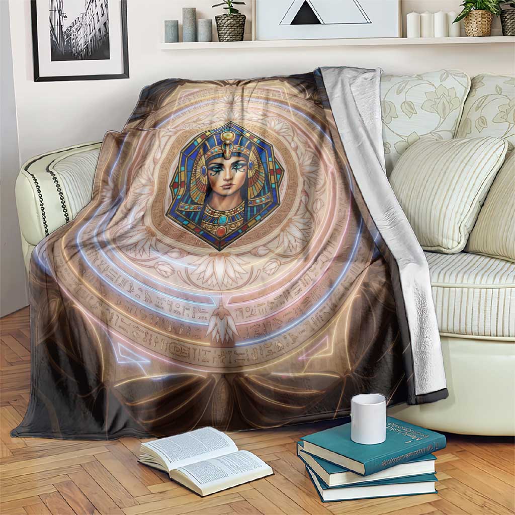 Isis Blanket with Falcon Symbol and Sacred Geometry in Egyptian