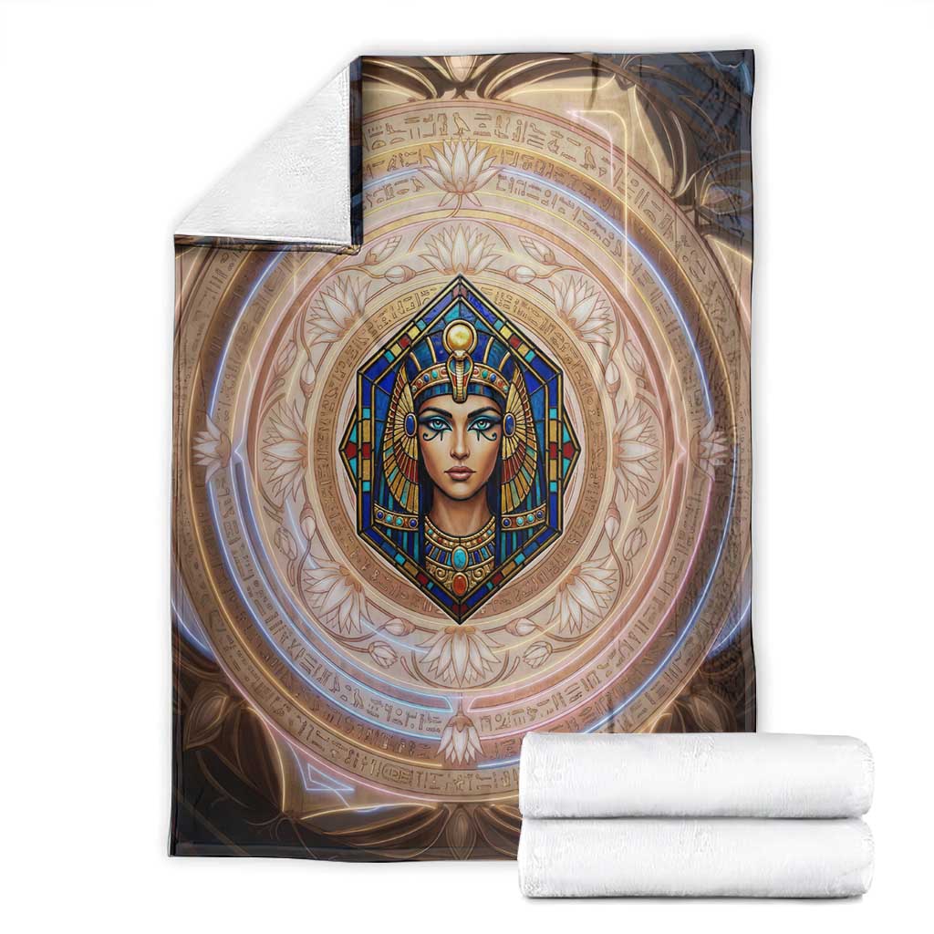 Isis Blanket with Falcon Symbol and Sacred Geometry in Egyptian