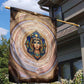 Isis Garden Flag with Falcon Symbol and Sacred Geometry in Egyptian