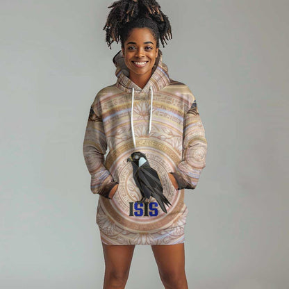 Isis Hoodie Dress with Falcon Symbol and Sacred Geometry in Egyptian