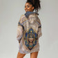 Isis Hoodie Dress with Falcon Symbol and Sacred Geometry in Egyptian