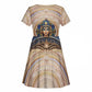 Isis Kid Short Sleeve Dress with Falcon Symbol and Sacred Geometry in Egyptian