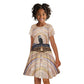 Isis Kid Short Sleeve Dress with Falcon Symbol and Sacred Geometry in Egyptian