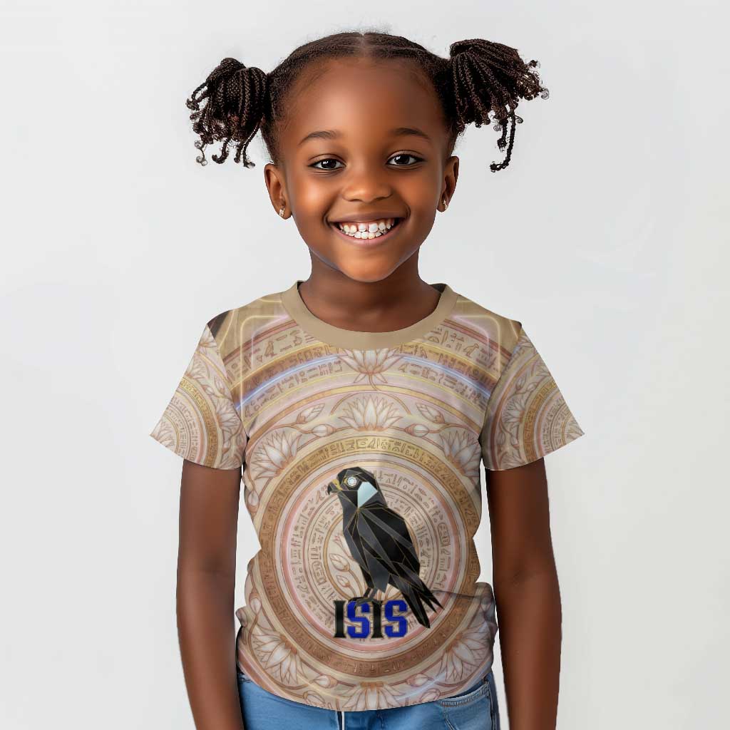 Isis Kid T shirt with Falcon Symbol and Sacred Geometry in Egyptian