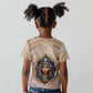 Isis Kid T shirt with Falcon Symbol and Sacred Geometry in Egyptian