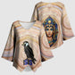 Isis Kimono Sleeve Blouse with Falcon Symbol and Sacred Geometry in Egyptian