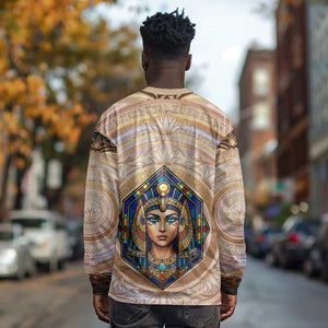 Isis Long Sleeve Shirt with Falcon Symbol and Sacred Geometry in Egyptian