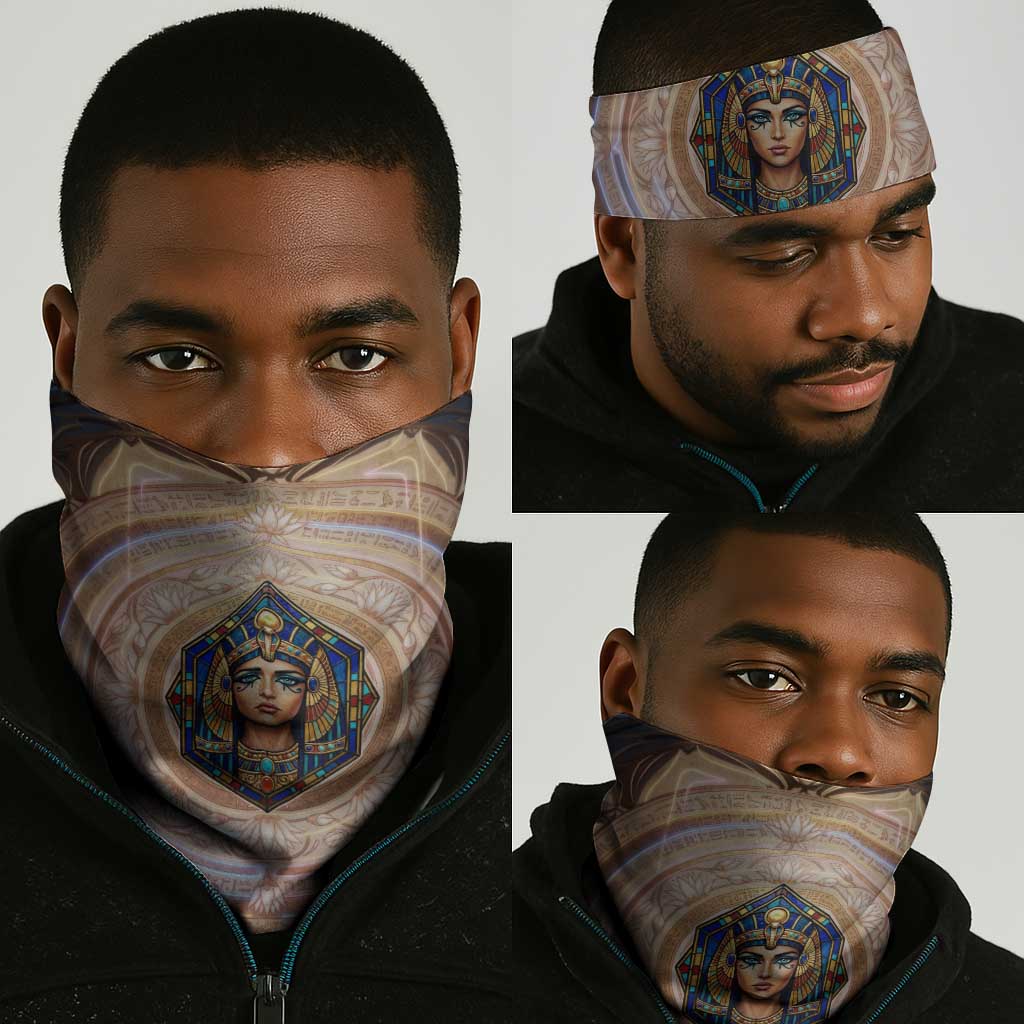 Isis Neck Gaiter with Falcon Symbol and Sacred Geometry in Egyptian
