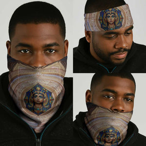 Isis Neck Gaiter with Falcon Symbol and Sacred Geometry in Egyptian