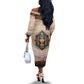 Isis Off The Shoulder Long Sleeve Dress with Falcon Symbol and Sacred Geometry in Egyptian