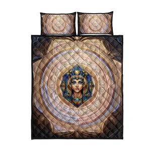 Isis Quilt Bed Set with Falcon Symbol and Sacred Geometry in Egyptian