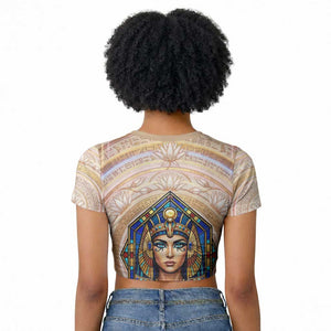 Isis Raglan Cropped T shirt with Falcon Symbol and Sacred Geometry in Egyptian