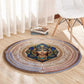 Isis Round Carpet with Falcon Symbol and Sacred Geometry in Egyptian