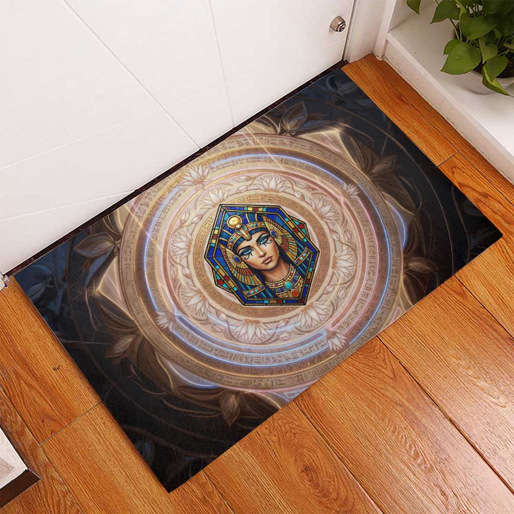 Isis Rubber Doormat with Falcon Symbol and Sacred Geometry in Egyptian