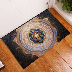 Isis Rubber Doormat with Falcon Symbol and Sacred Geometry in Egyptian