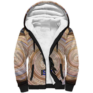 Isis Sherpa Hoodie with Falcon Symbol and Sacred Geometry in Egyptian