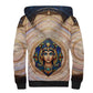 Isis Sherpa Hoodie with Falcon Symbol and Sacred Geometry in Egyptian