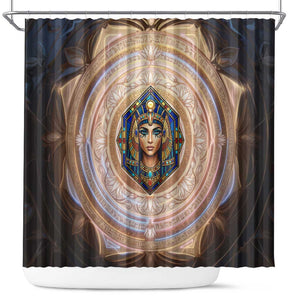 Isis Shower Curtain with Falcon Symbol and Sacred Geometry in Egyptian