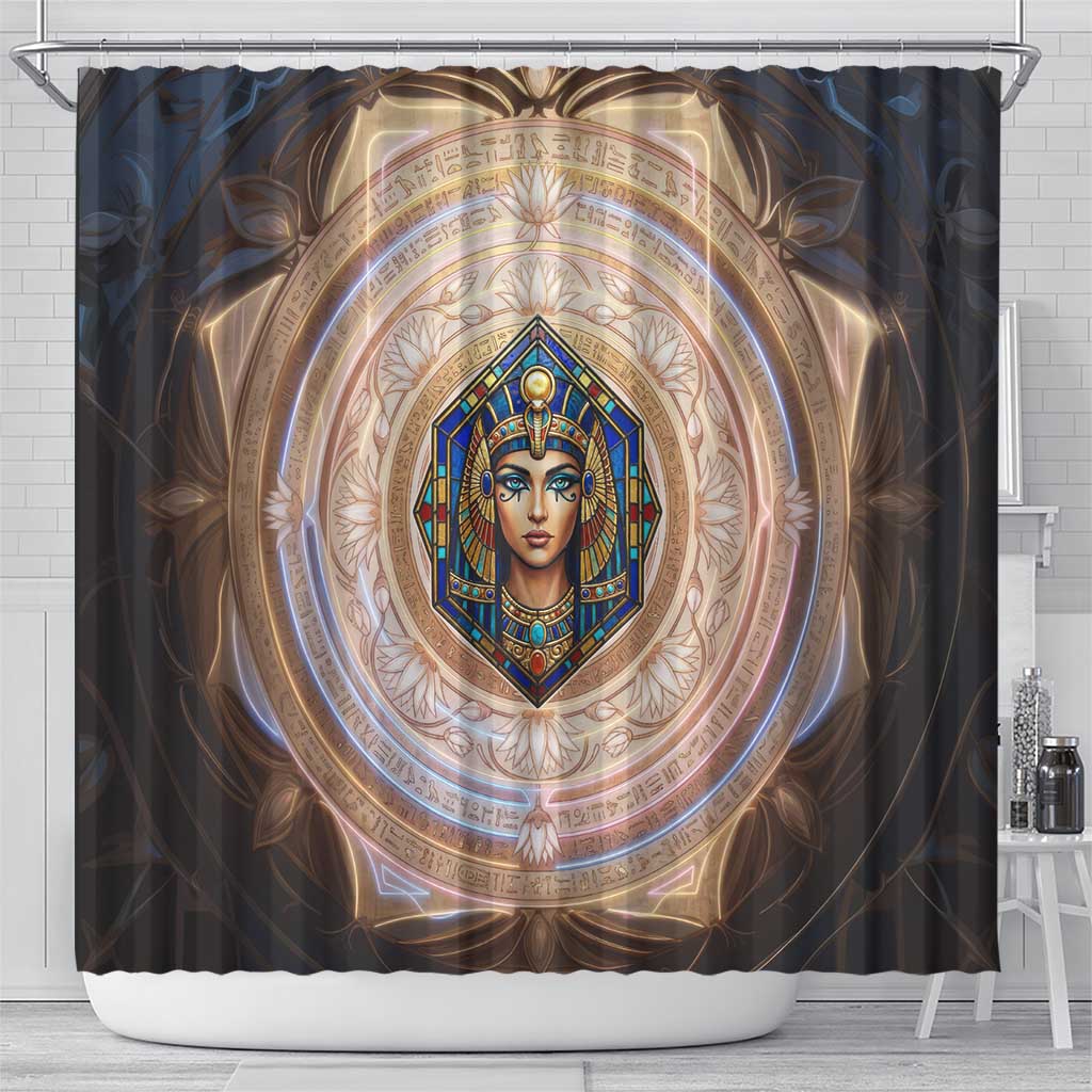 Isis Shower Curtain with Falcon Symbol and Sacred Geometry in Egyptian