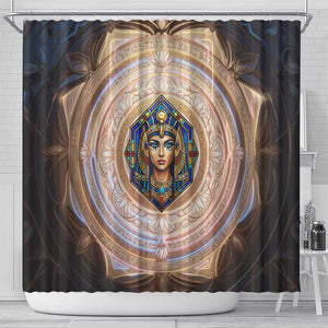 Isis Shower Curtain with Falcon Symbol and Sacred Geometry in Egyptian
