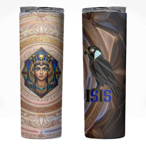 Isis Skinny Tumbler with Falcon Symbol and Sacred Geometry in Egyptian