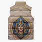 Isis Sleeveless Puffer Jacket with Falcon Symbol and Sacred Geometry in Egyptian