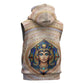 Isis Sleeveless Zip Hoodie with Falcon Symbol and Sacred Geometry in Egyptian