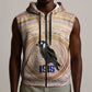 Isis Sleeveless Zip Hoodie with Falcon Symbol and Sacred Geometry in Egyptian