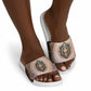 Isis Slide Sandals with Falcon Symbol and Sacred Geometry in Egyptian