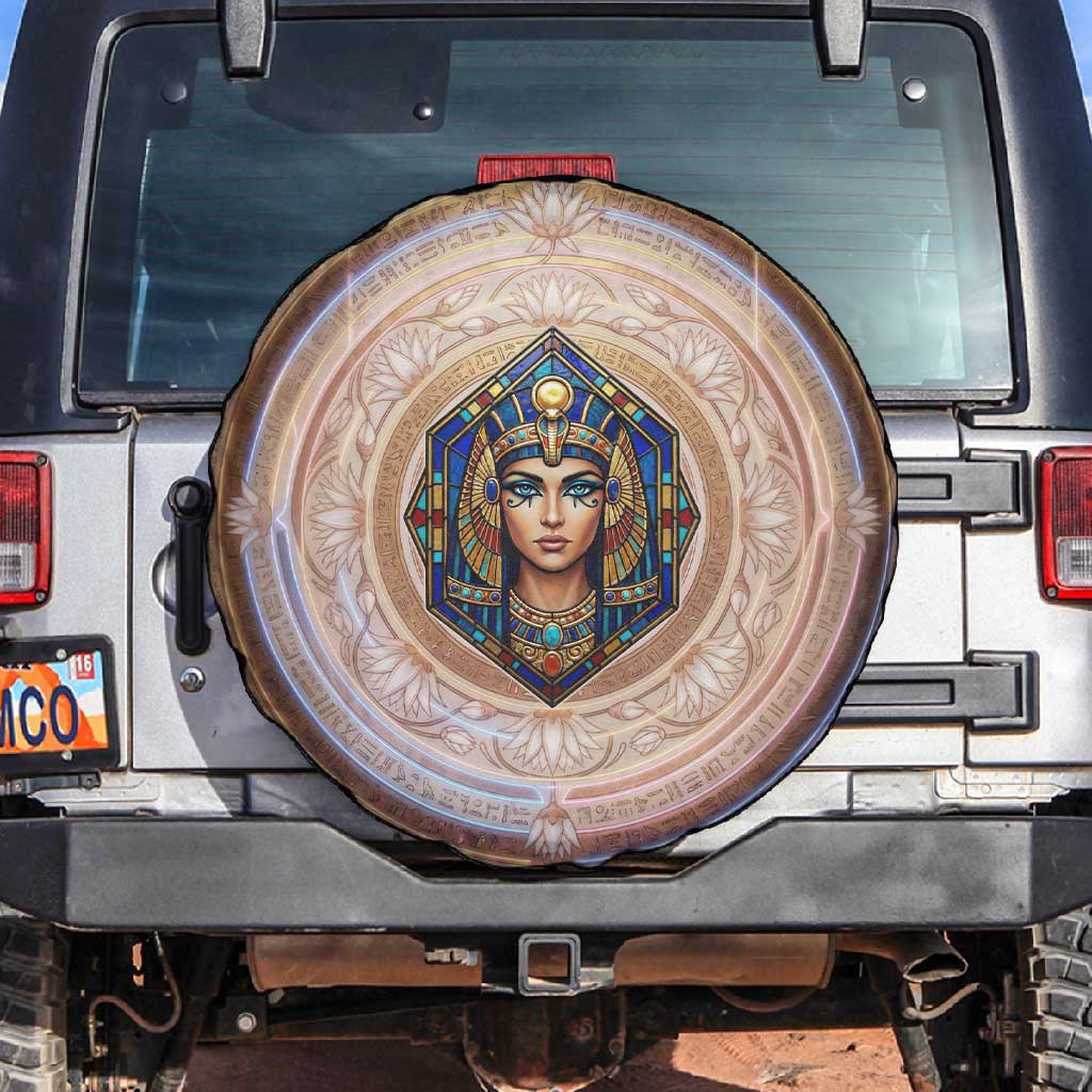 Isis Spare Tire Cover with Falcon Symbol and Sacred Geometry in Egyptian